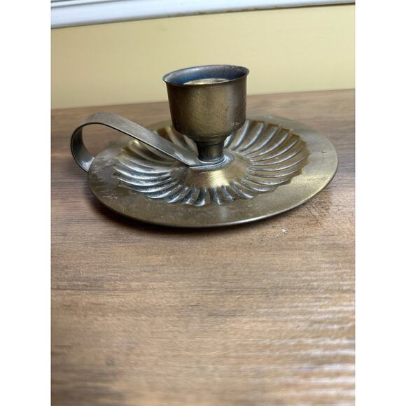 Homco Vintage Brass Finger Candlestick Holder with Handle Home Decor - Picture 3 of 5